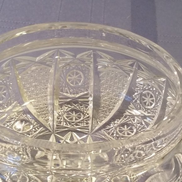 Vintage Cut Clear Crystal Glass Candy Dish Bowl With Lid - Picture 11 of 12
